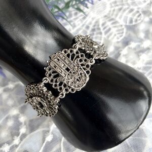 Vintage Souvenir Du Maroc Moroccan Hamsa Camel Link Bracelet